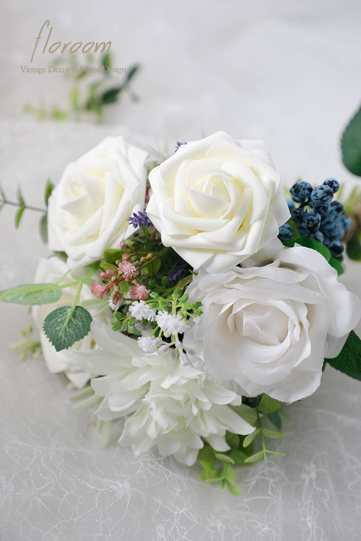 Floroom ivory foam rose bouquet idea for DIY wedding décor.
