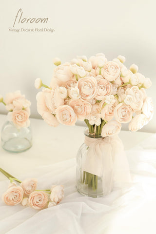 Floroom mini silk ranunculus on stems, perfect for DIY wedding centerpieces.