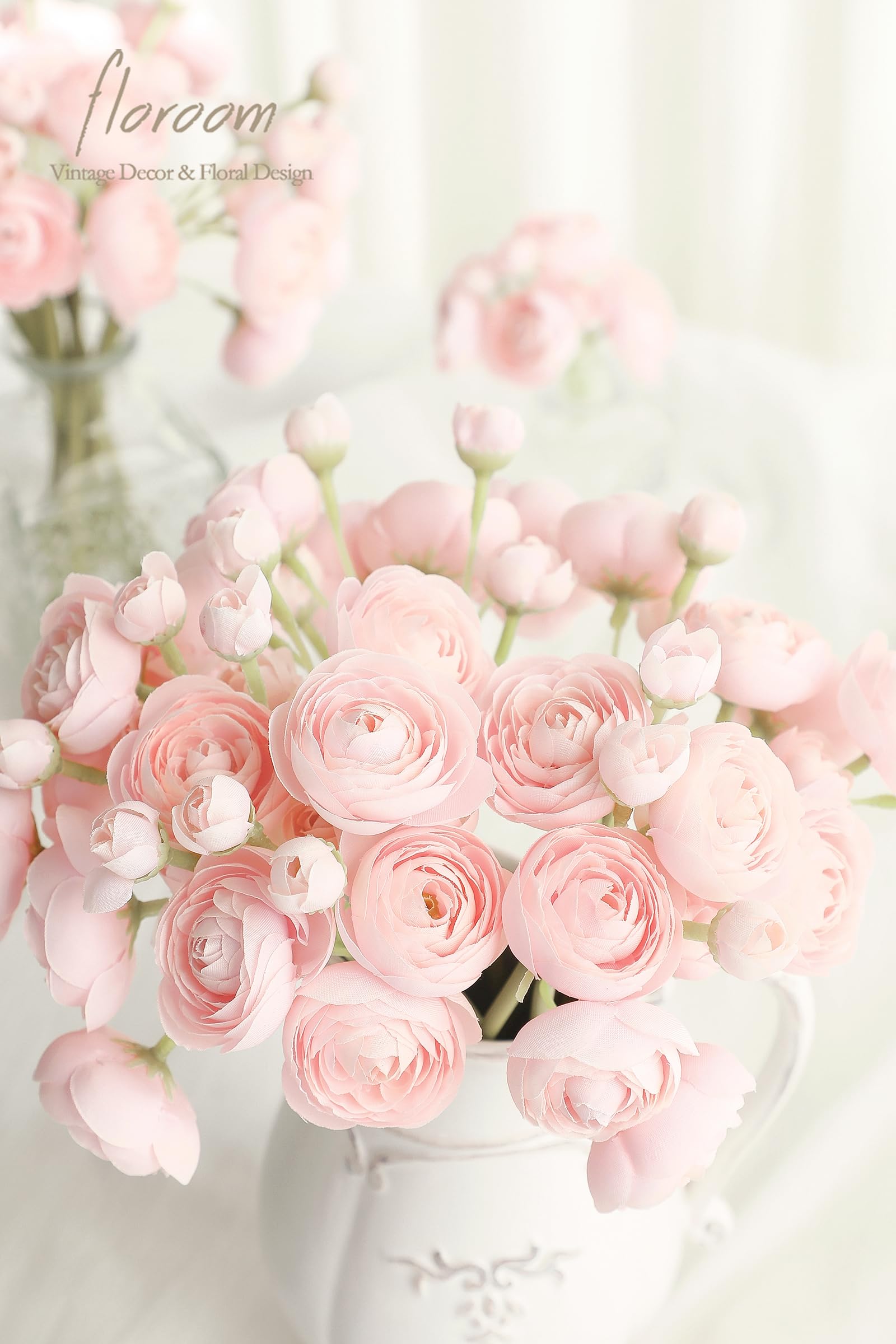 Floroom Ranunculus 18pcs used in bridal shower centerpiece displays