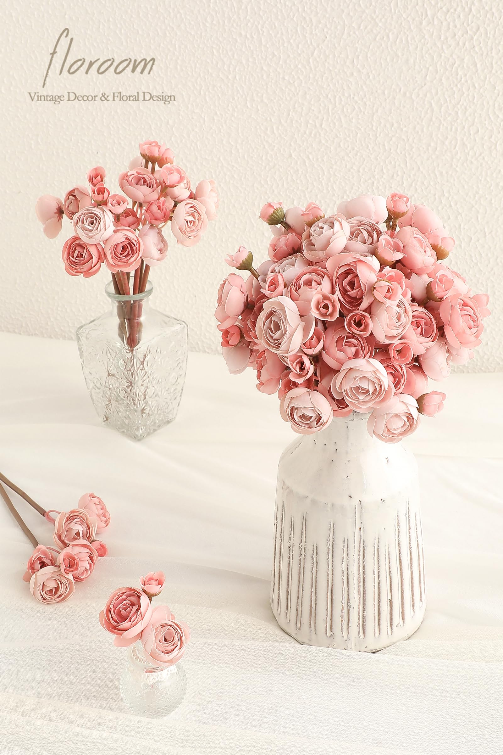 Close-up of Floroom Ranunculus petals showing silk texture and realistic layers.