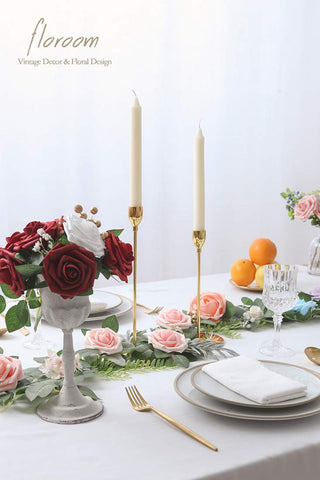 Floroom blush foam roses with greenery options for lush party tables.