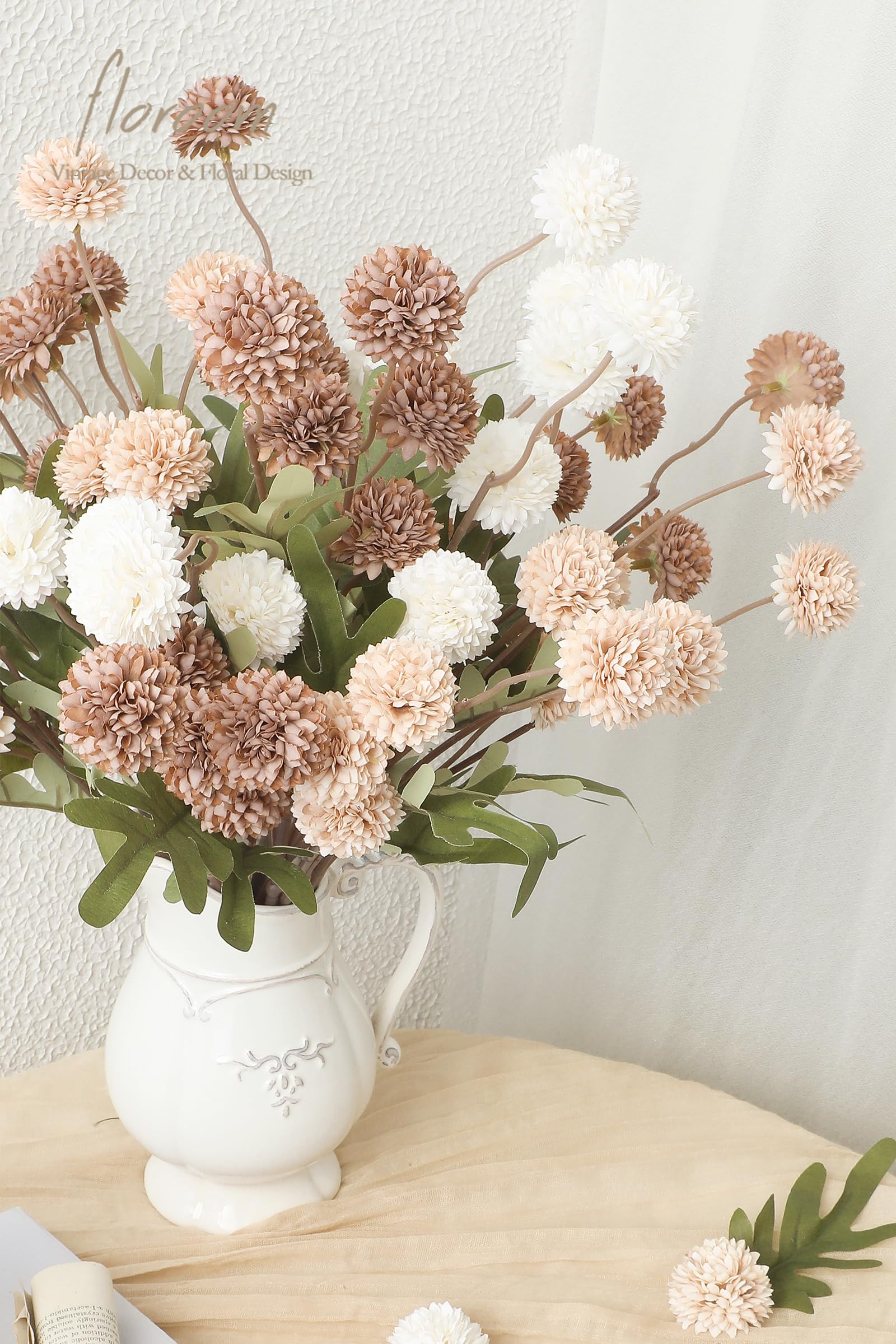 Floroom wedding centerpieces with faux mums create timeless, elegant table accents.