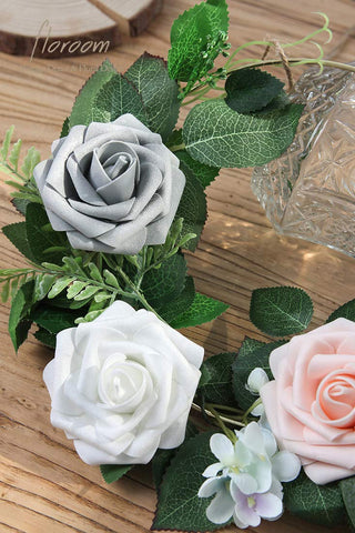 Floroom white foam rose centerpiece arrangement for tables.