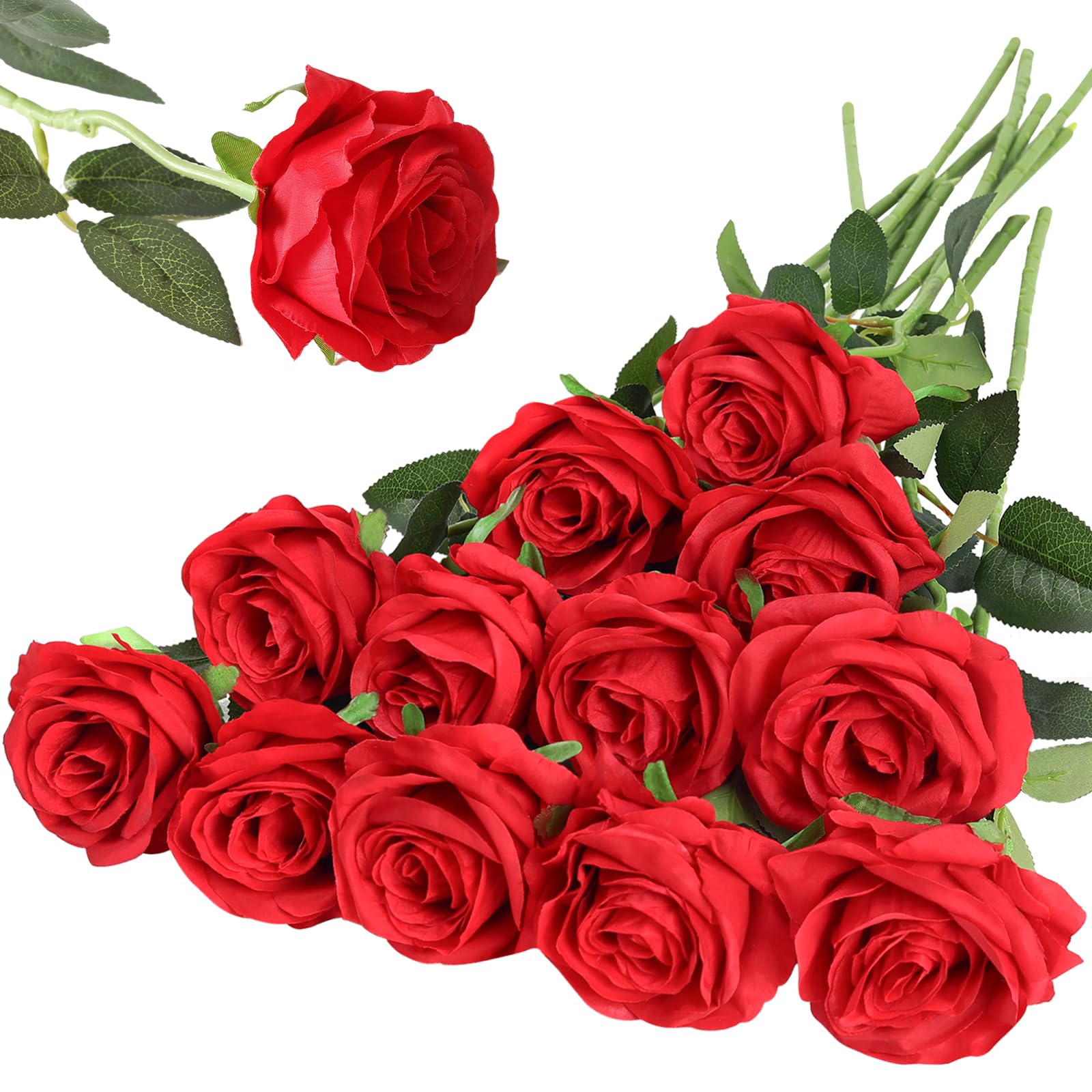 FLORRALIA Hawesome bouquet full bloom with lifelike silk roses for elegant decor.
