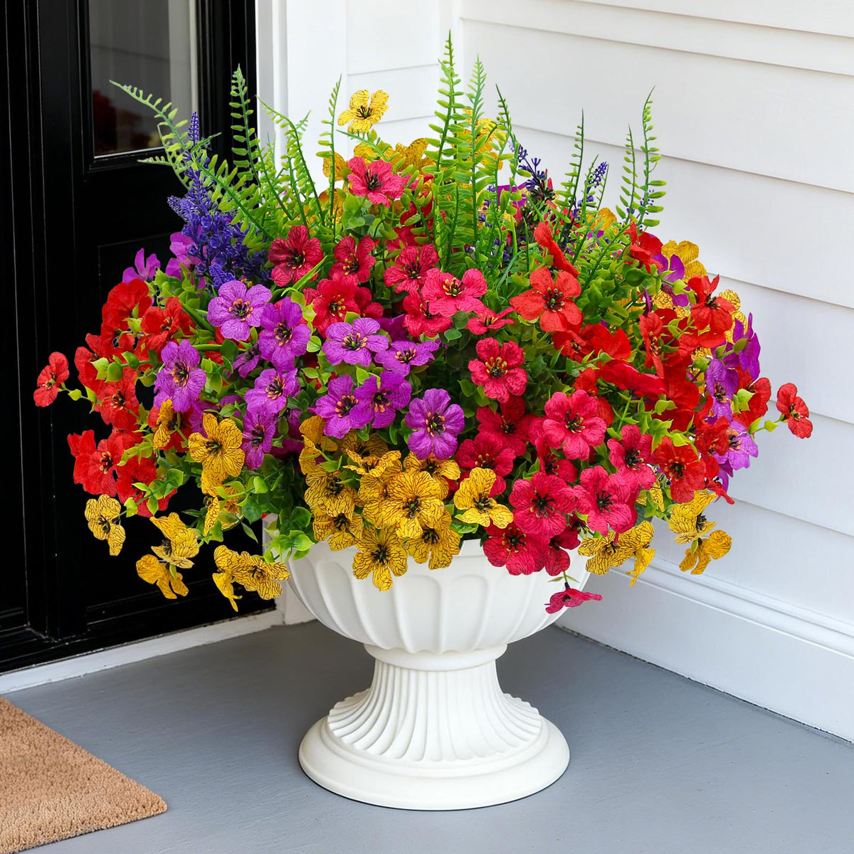 Flortevera daisy-eucalyptus faux flowers outdoor use provide realistic porch color