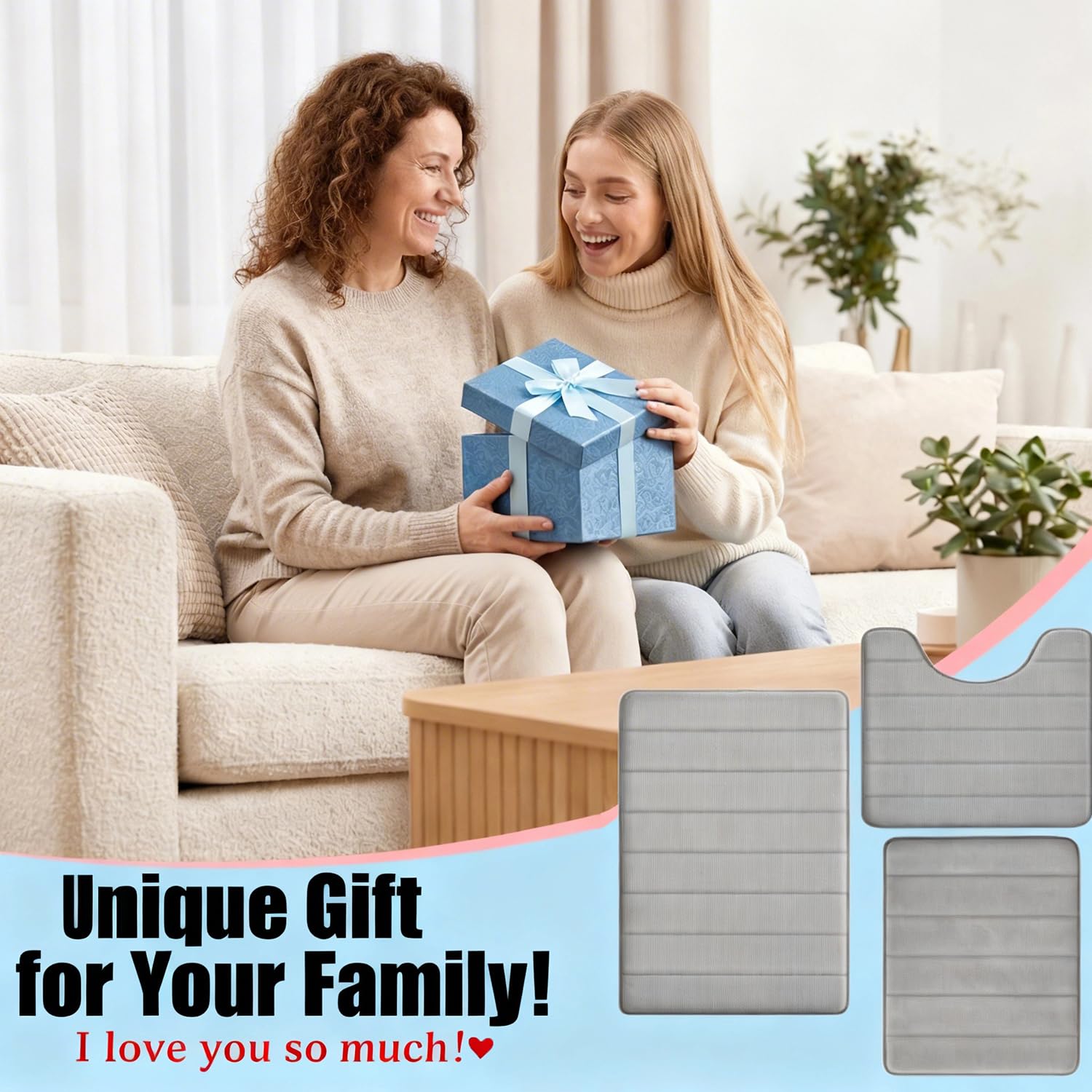 Flotstiga memory foam bath mats used in a bathroom layout with decor emphasis.