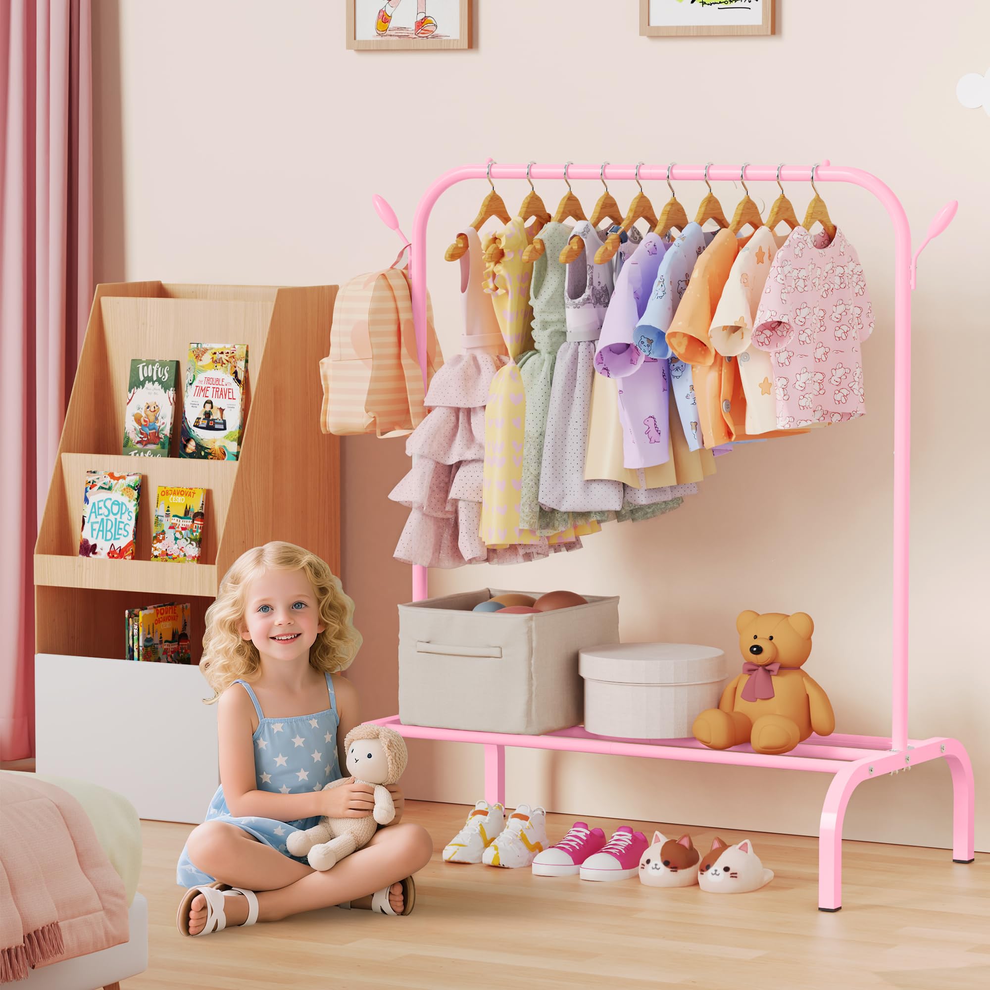 Easy-assembly FLOUREE toddler wardrobe rack ideal for fast setup