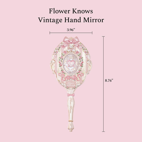 Flower Knows Rosette Pink Handle Mirror is lightweight and travel-ready