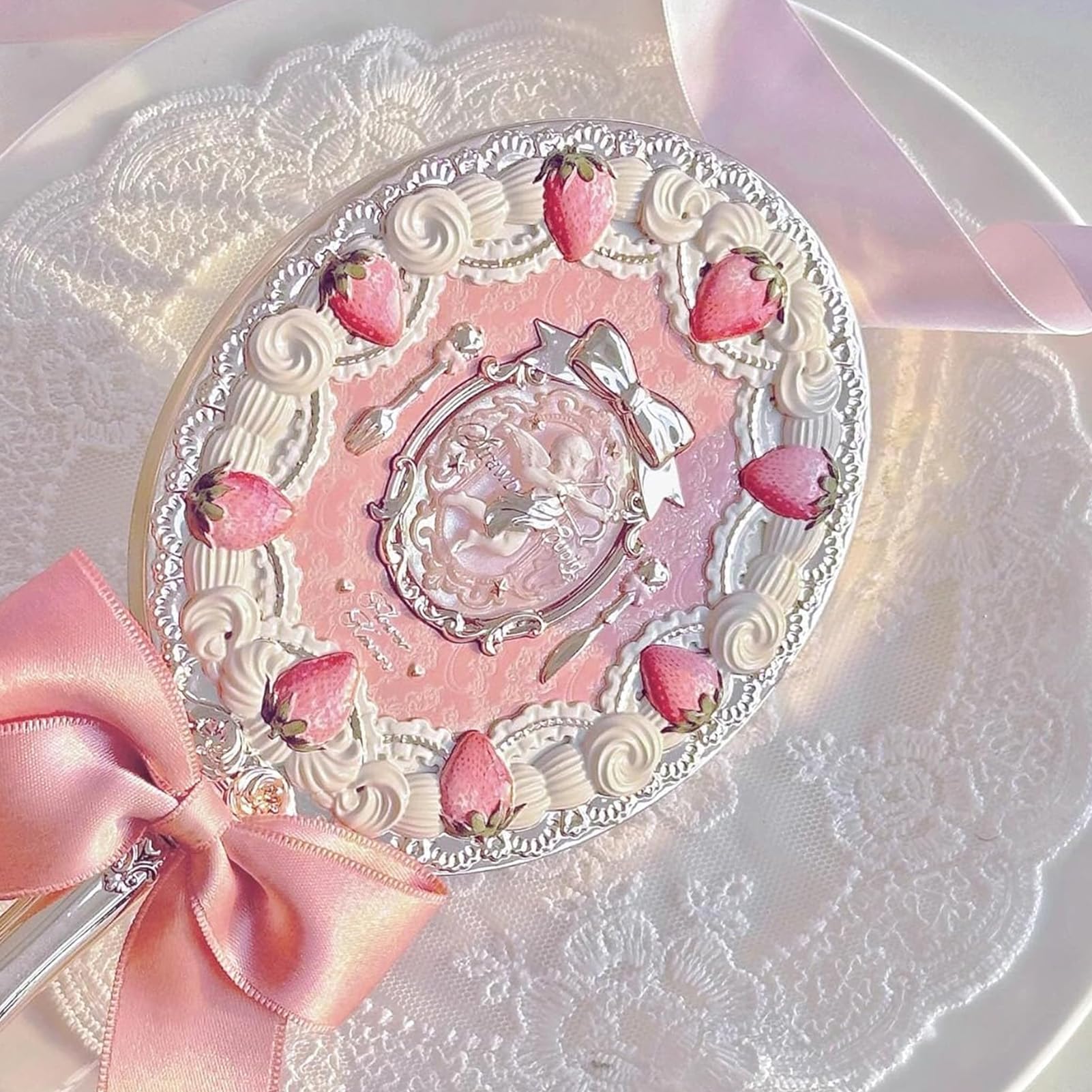 Flower Knows Strawberry Cupid mirror gilded Cupid embellishment enhances luxury