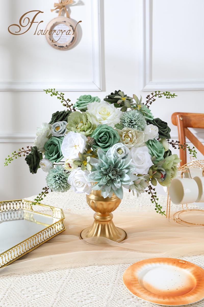 Floweroyal peony and chrysanthemum detail adds texture to centerpieces