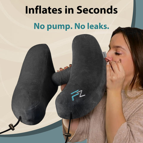 FLOWZOOM Air Pillow 360 comfort supports head, neck, and chin during journeys
