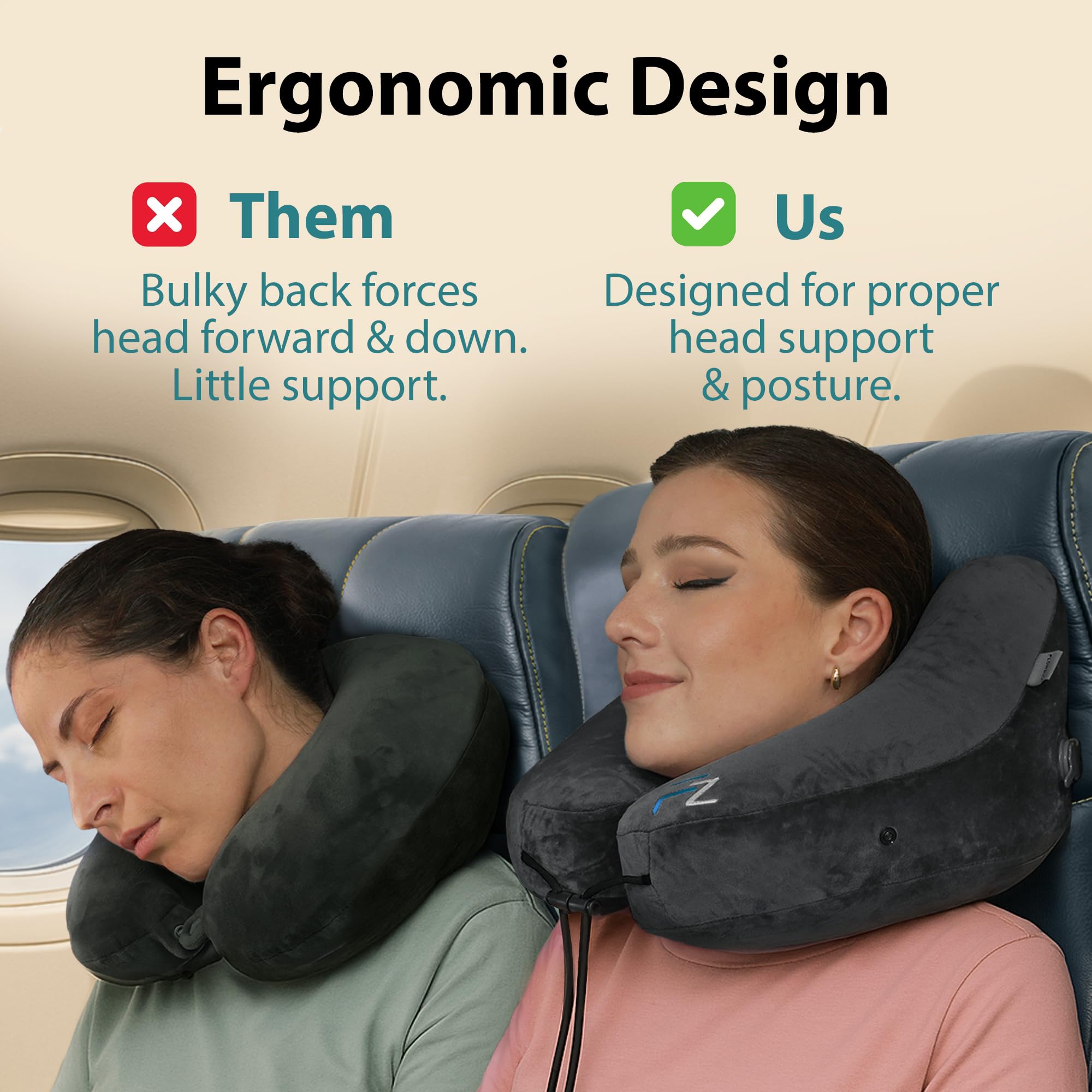 FLOWZOOM Air Pillow cozy hood blocks cabin light for better rest