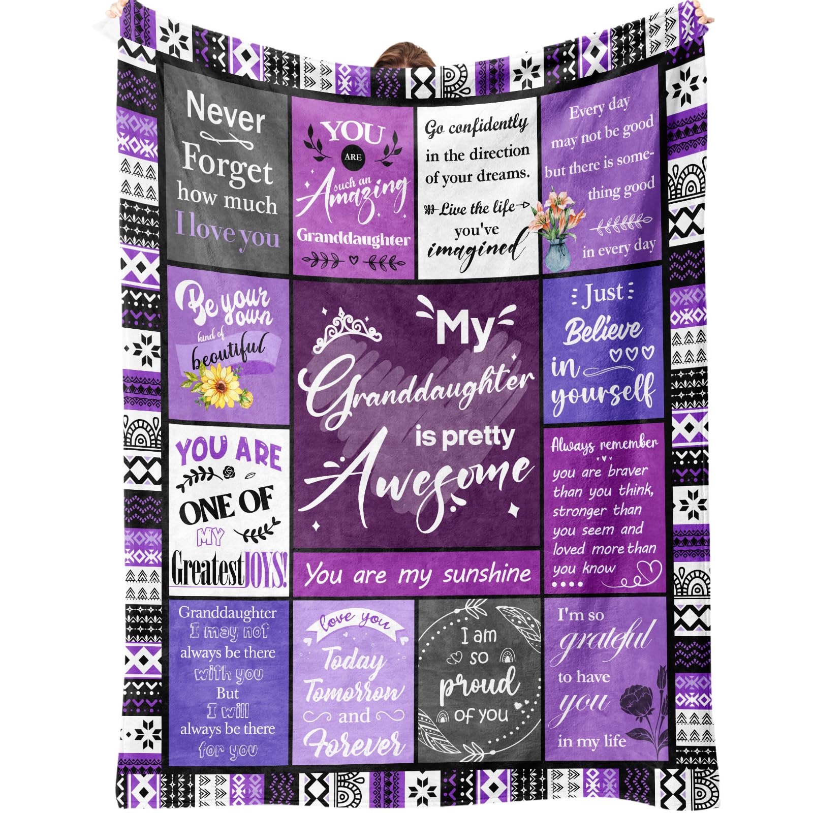 Flpoxzd Granddaughter Blanket with heartwarming words for cherished moments.
