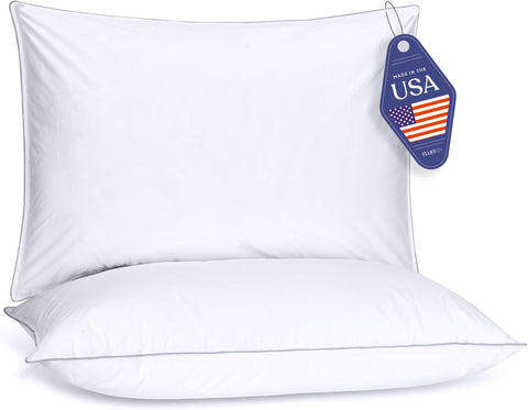 FluffCo Basics pillow shell close-up shows cooling cotton fabric for breathable sleep.