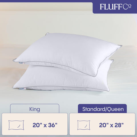 FluffCo Basics pillow side-sleepers support for neck alignment and comfortable elevation.