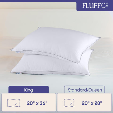 FluffCo pillows with durable double-needle stitching for lasting shape.