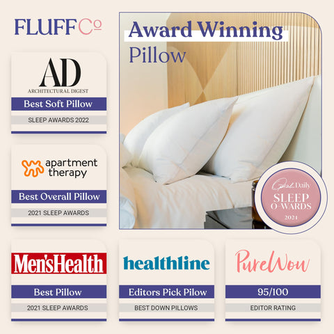 FluffCo Zen Fluff Pillow natural shell texture for breathable, cool sleep