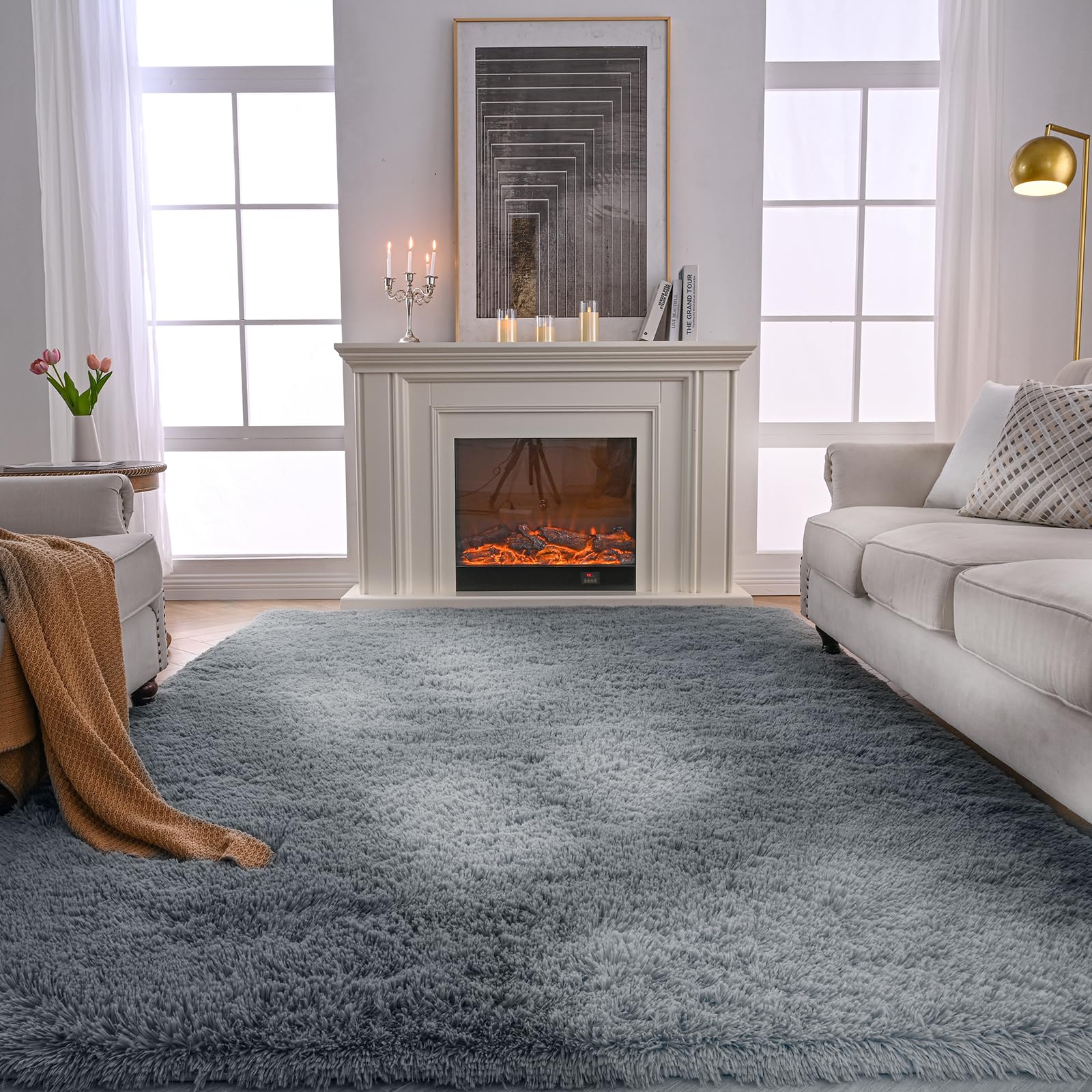 Fluffyrug soft plush rug provides warm feet for kids and seating.