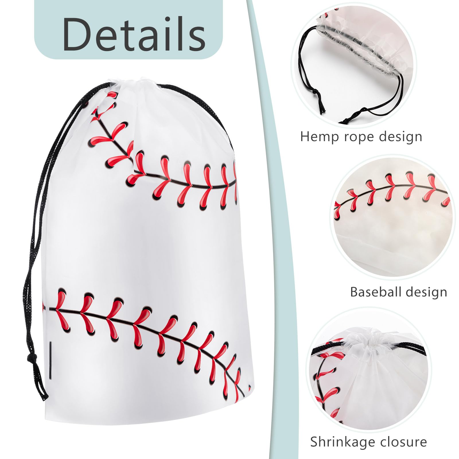 Flutesan classic red-and-white baseball design bag for themed party favors.