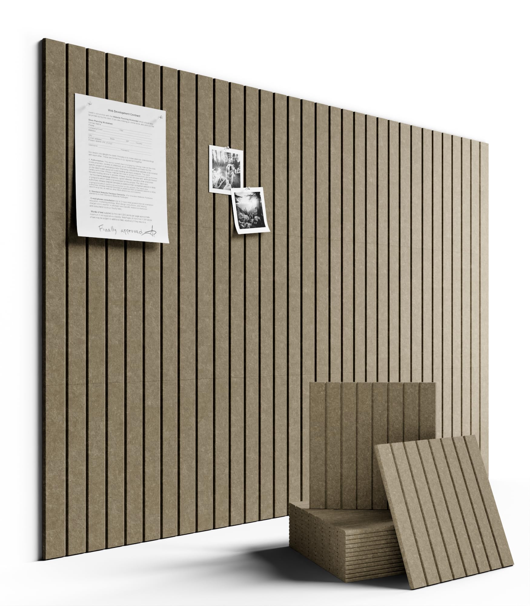 Fluxynara 12 premium tiles arranged on wall for flexible bulletin board design