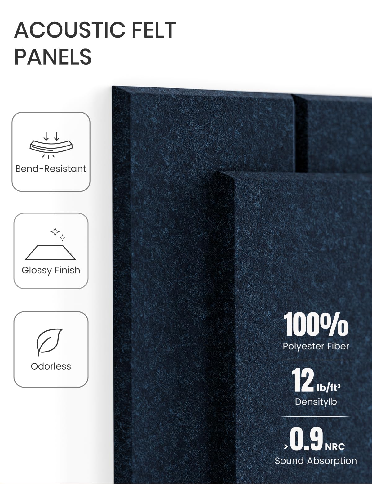 Fluxynara 9 mm thick felt tiles resist bending for a tidy surface.