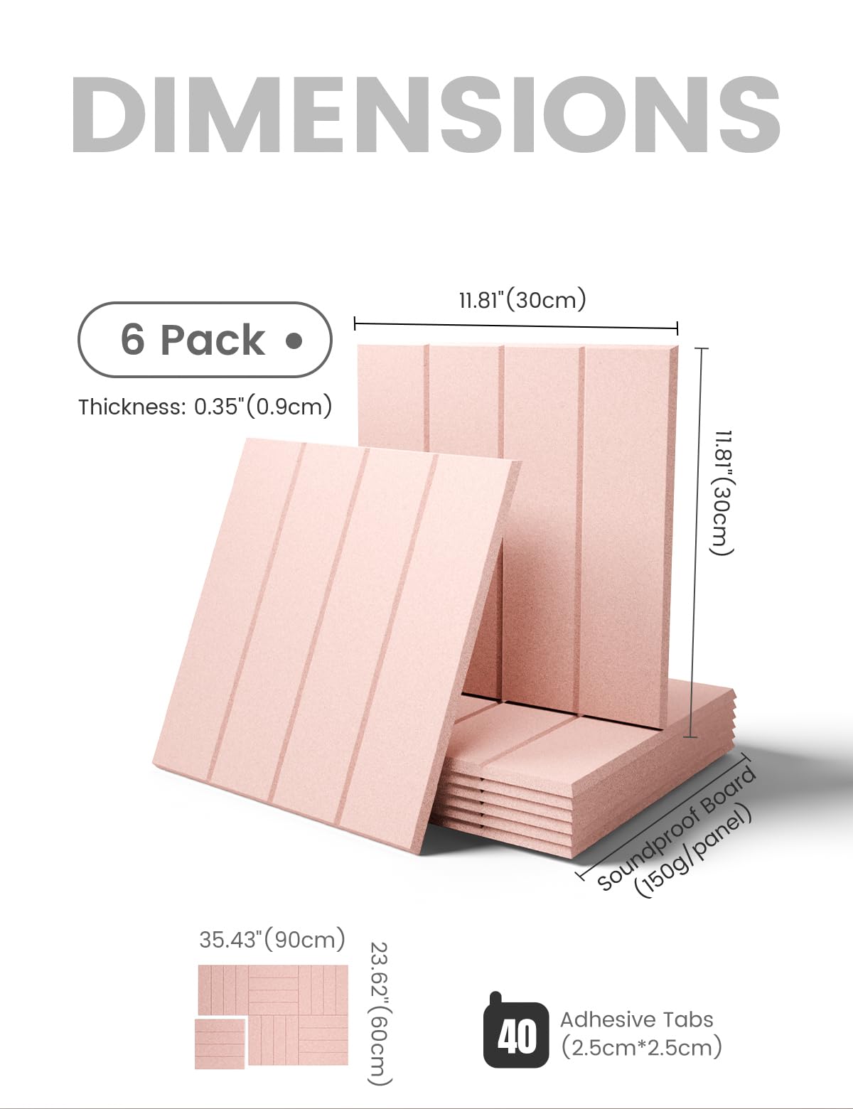Fluxynara adhesive tabs securing tiles to smooth wall with damage-free removal