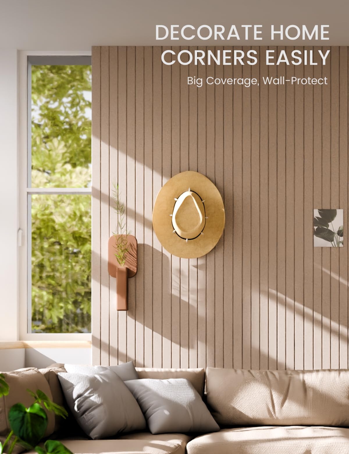 Fluxynara adhesive tabs illustrate damage-free hanging on smooth walls.