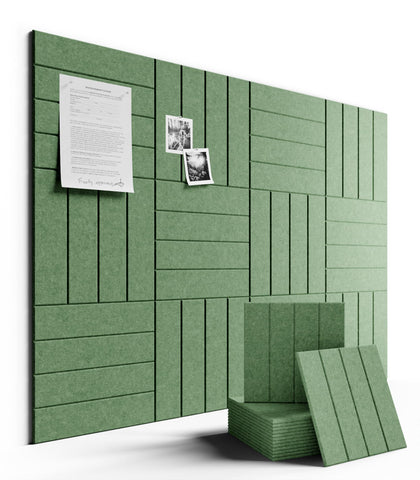 Fluxynara large moss green bulletin board layout with modular tiles for flexible organization.