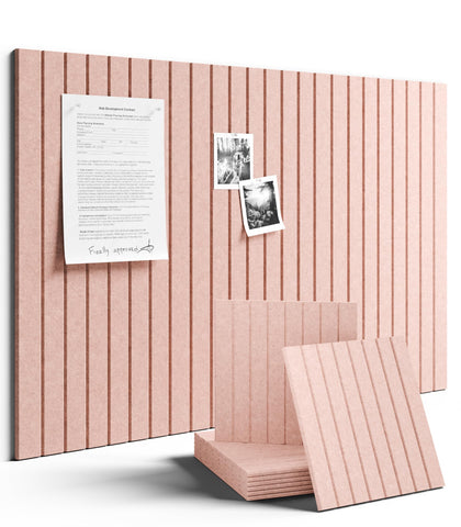 Fluxynara bulletin board tiles arranged on wall for six-tile custom layout.