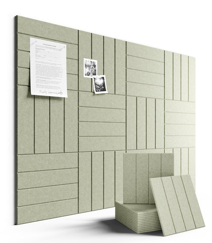 Fluxynara bulletin tiles arranged on wall in a 48x36 layout