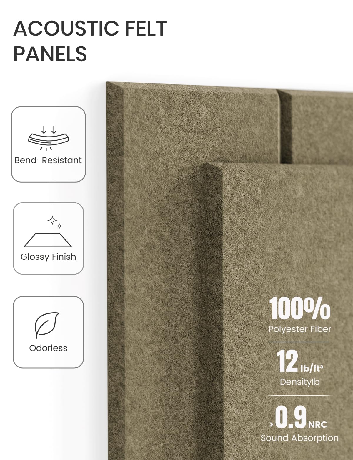 Fluxynara earth brown felt tiles add warm, natural vibe to any room.