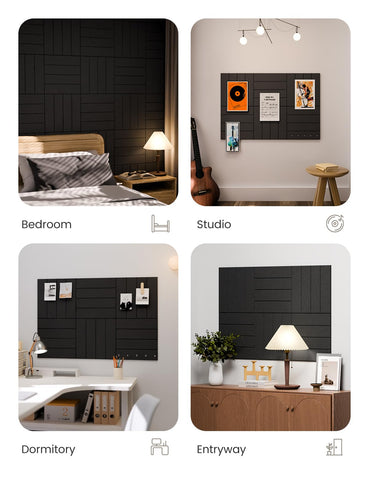 Fluxynara black felt tiles enhance modern home office decor.
