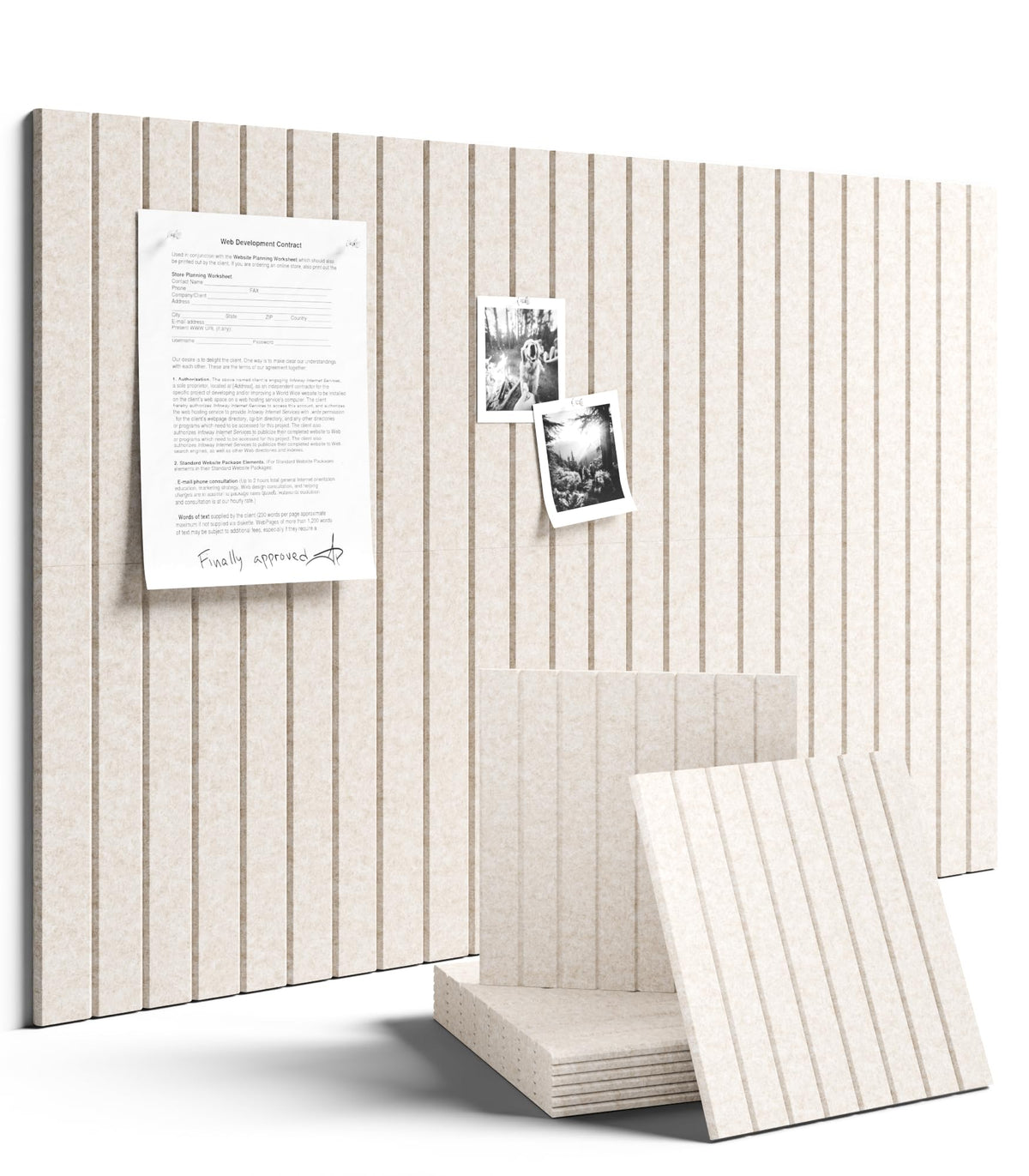 Fluxynara large felt bulletin board 36x24 with six tiles arranged for flexible layouts and notes.