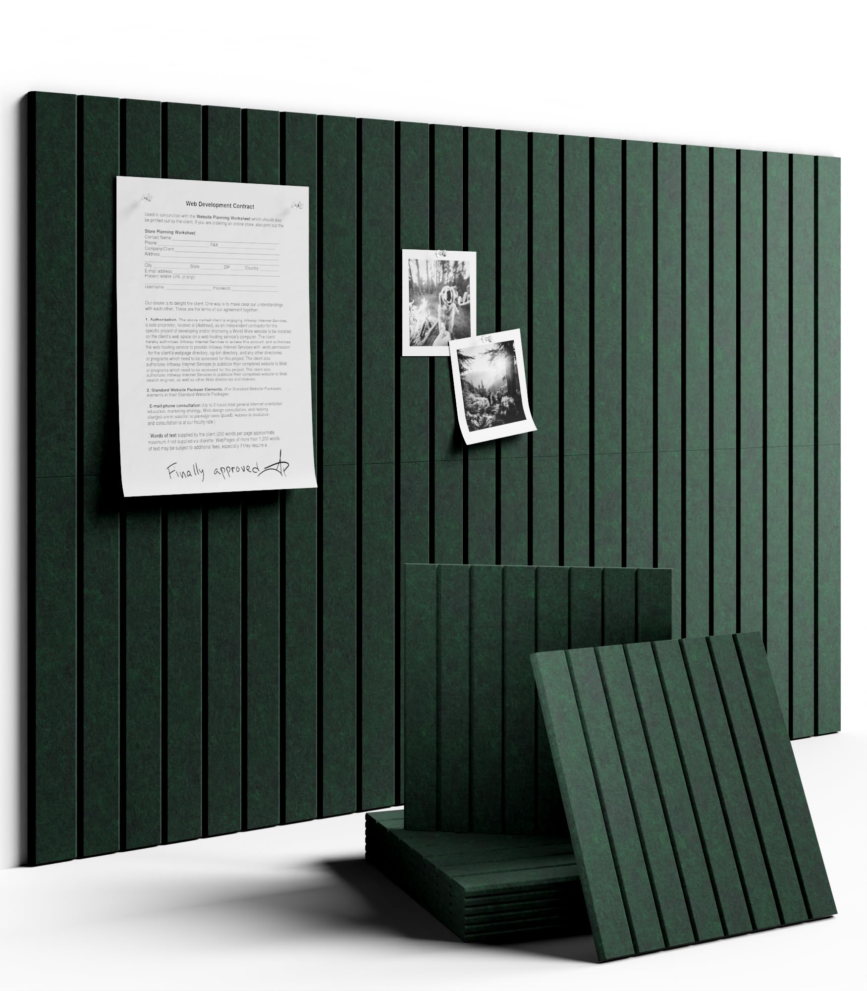 Fluxynara large felt bulletin board with six tiles for flexible wall layouts.