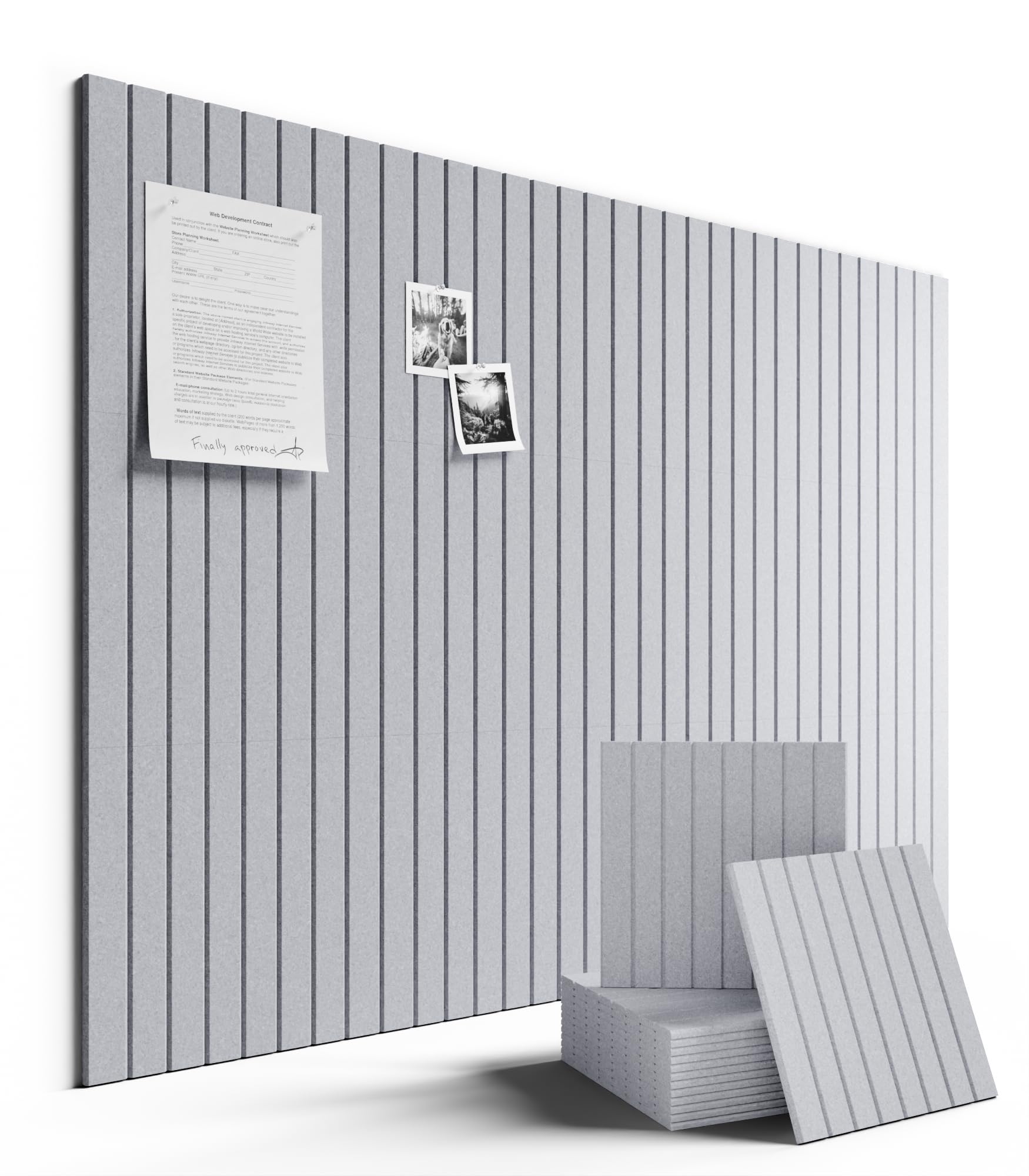 Fluxynara large felt bulletin board tiles arranged for a modular wall display