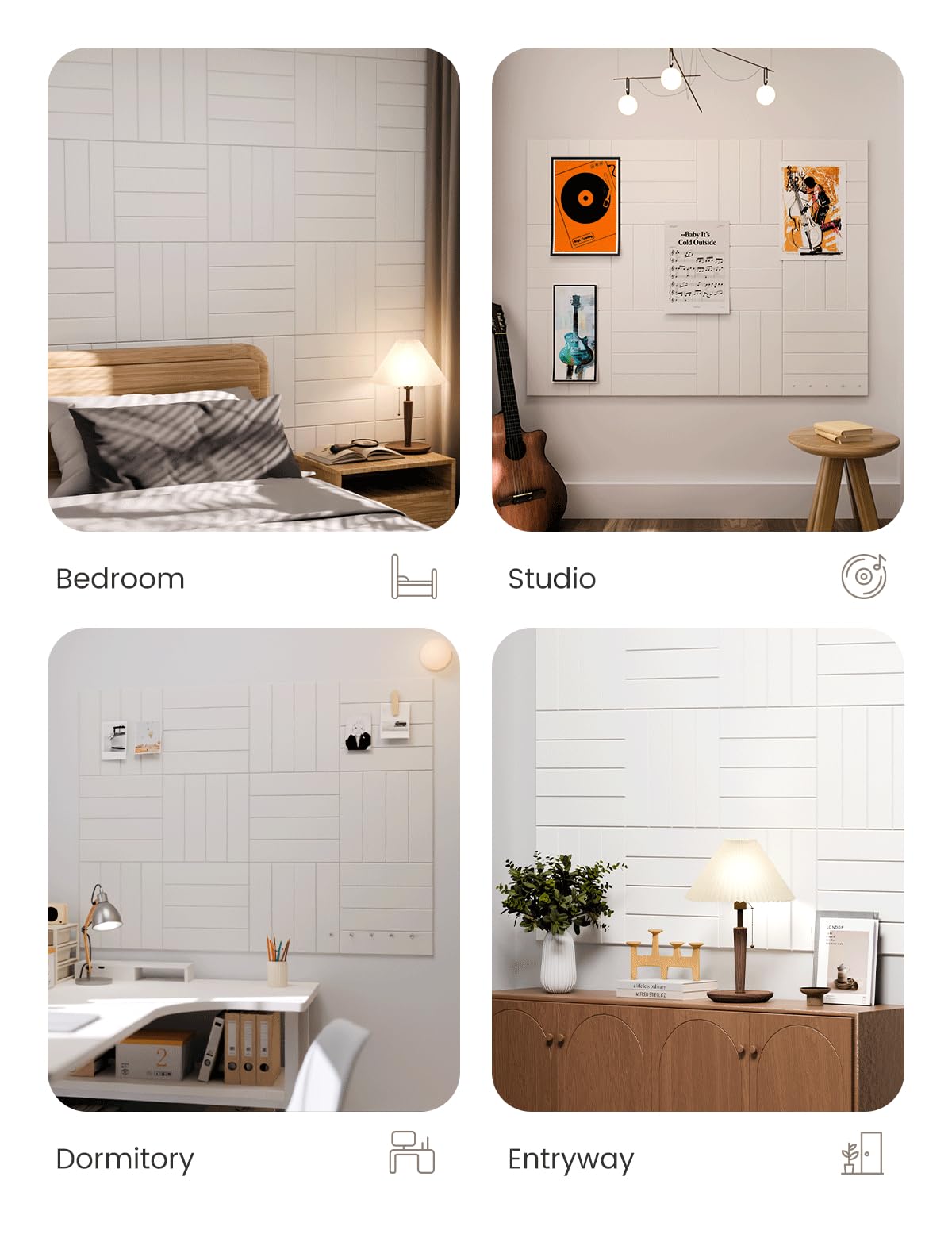 Fluxynara tiles provide high NRC sound absorption.