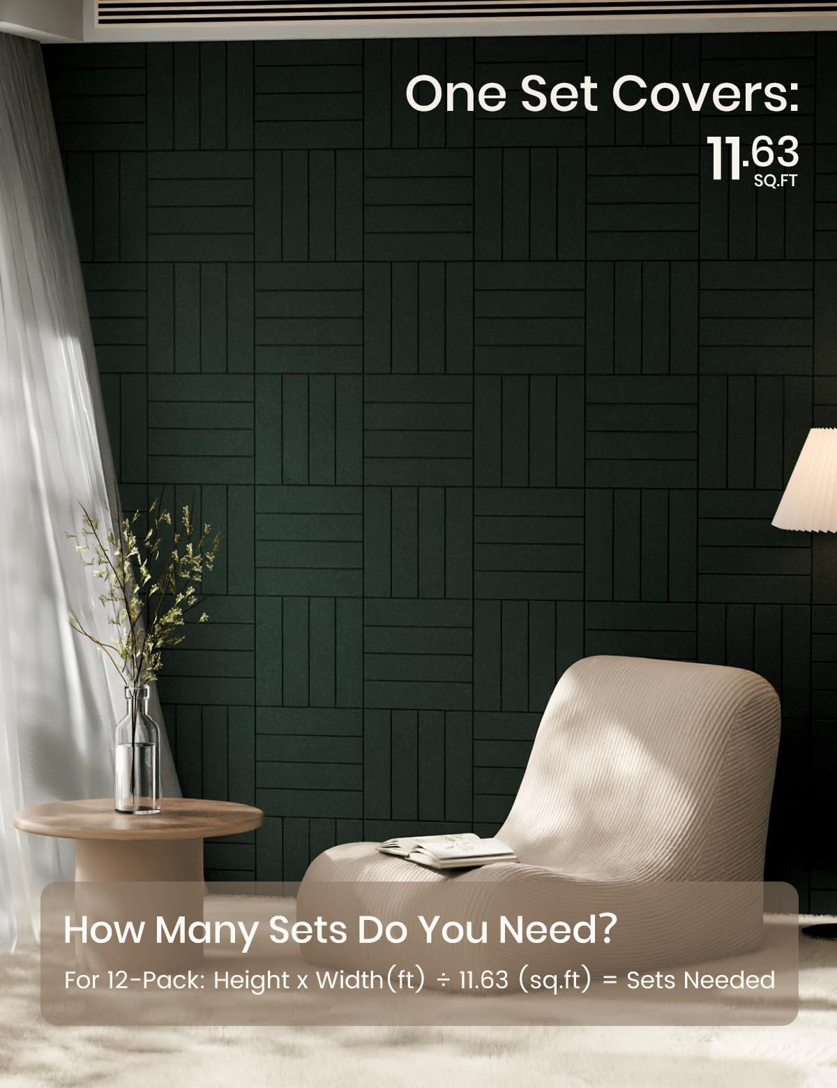 Fluxynara pine green felt tiles enhancing modern decor