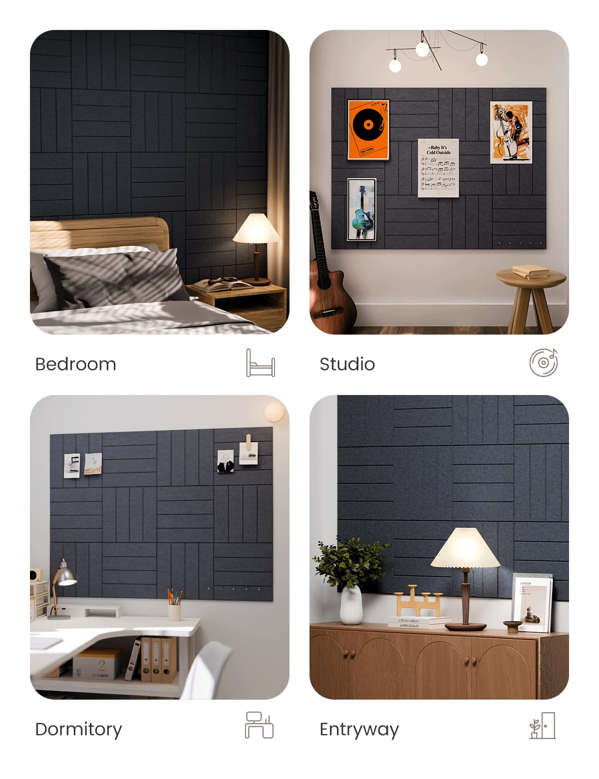 Fluxynara tiles arranged in a custom layout to demonstrate flexible wall grouping.