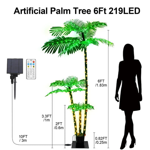 FLVOECN sturdy metal base with stakes keeps the palm tree stable.