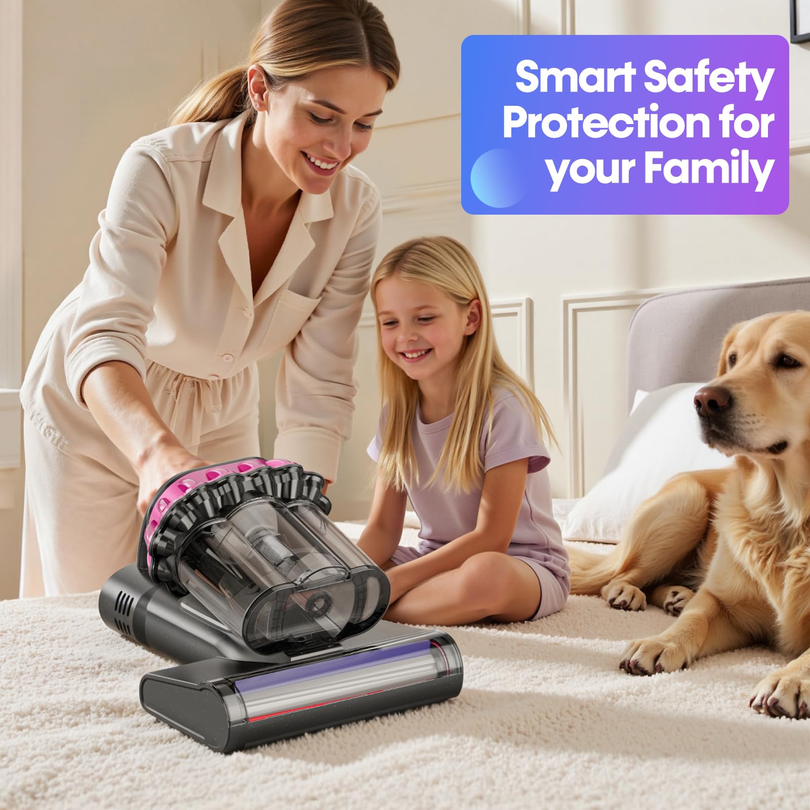 Flybroom multi-layer filtration preserves suction and traps fine particles.