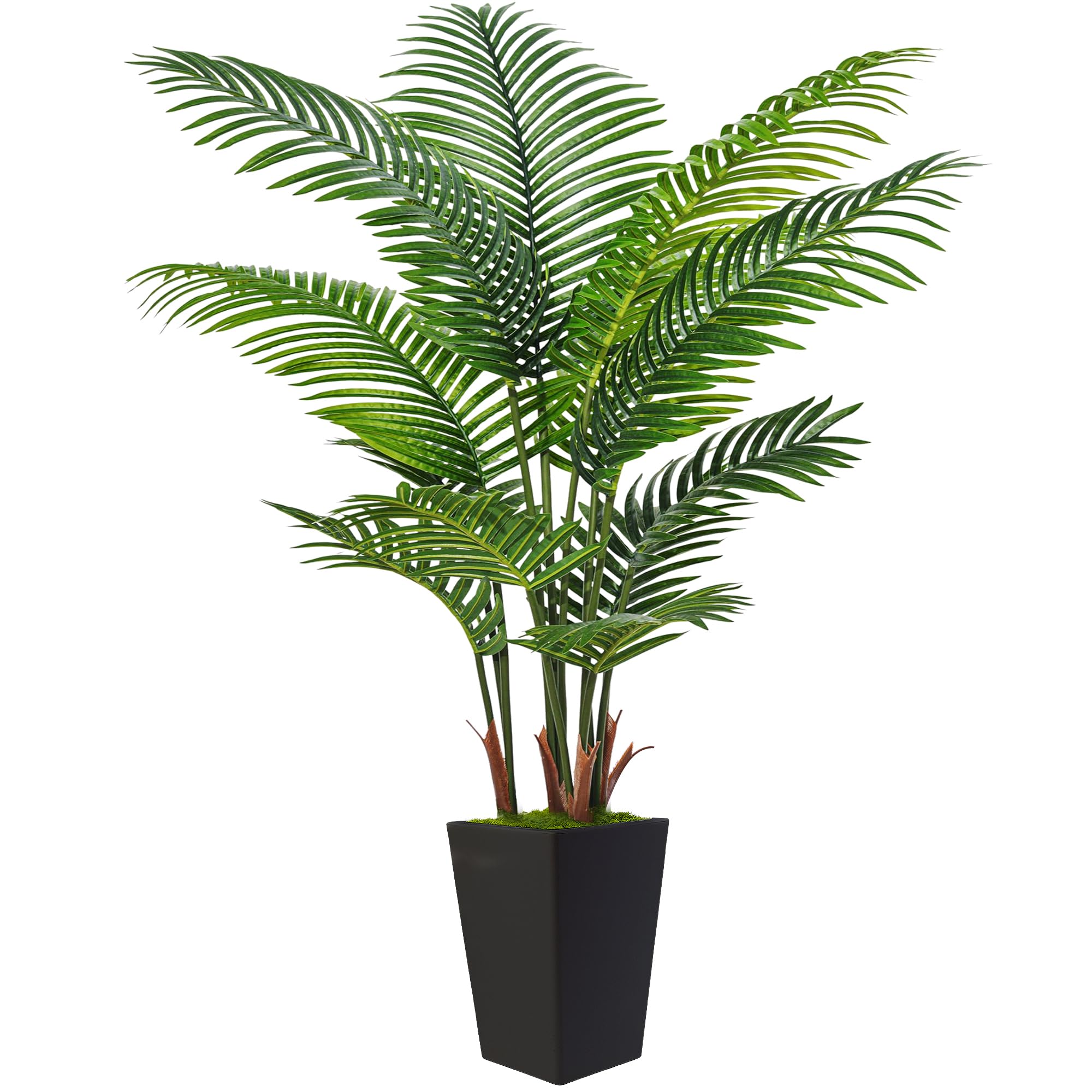 Flydeer 6FT artificial palm tree front view enhances indoor style.