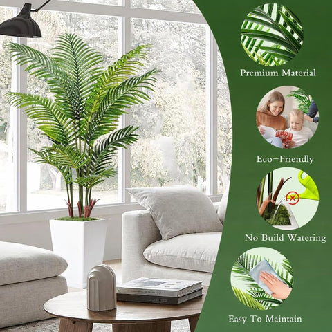 Flydeer 6ft artificial palm tree full profile enhances indoor spaces