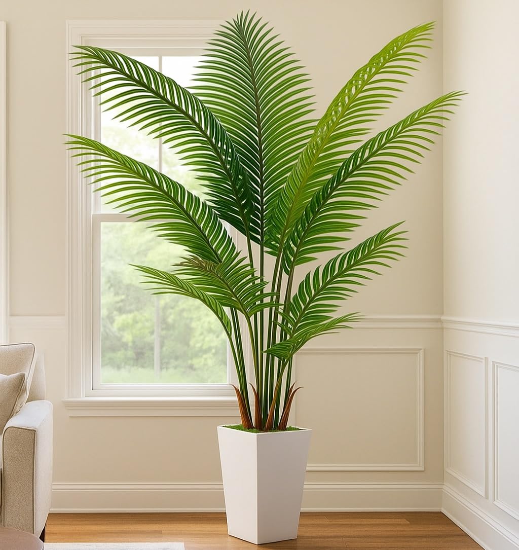 Flydeer 7ft palm tree indoors or outdoors to elevate décor without extra setup.