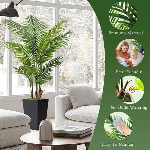 Flydeer artificial palm tree leaves closeup shows realistic texture for elegant decor.