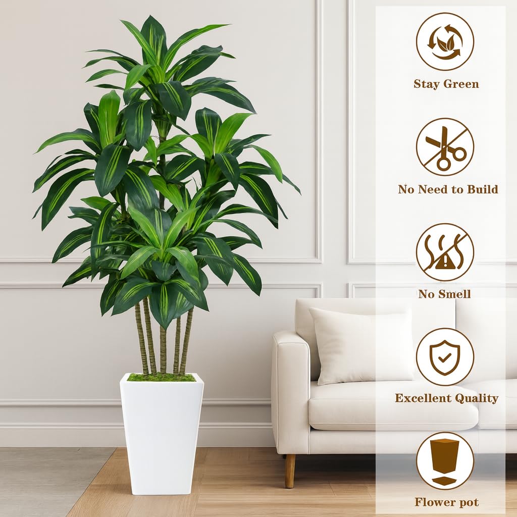 Flydeer dracaena tree with adjustable branches for flexible home office styling