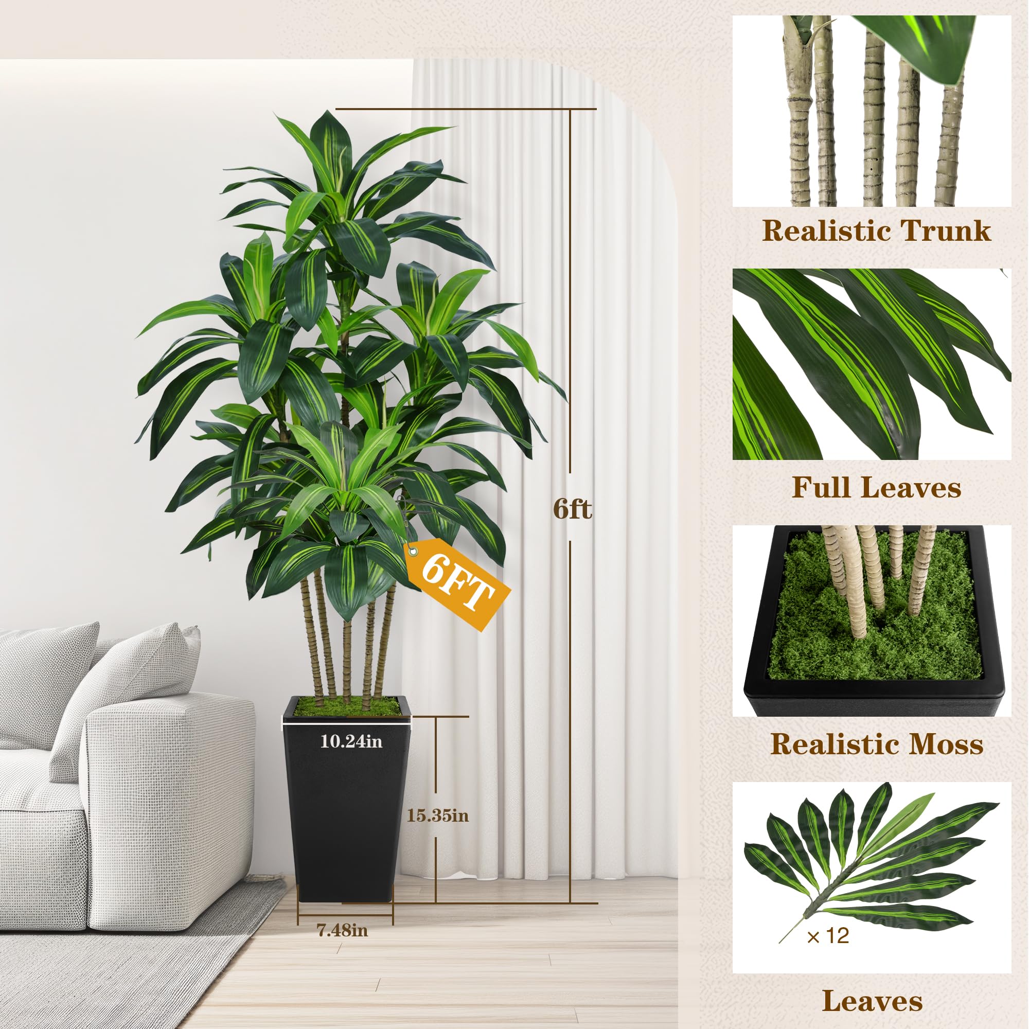 Flydeer Dracaena tree with adjustable branches for flexible styling