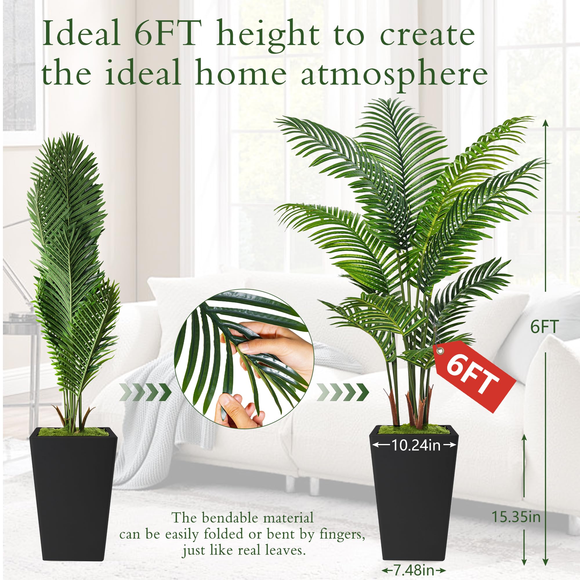 Flydeer indoor palm tree office setup highlights a lush focal point in any room.