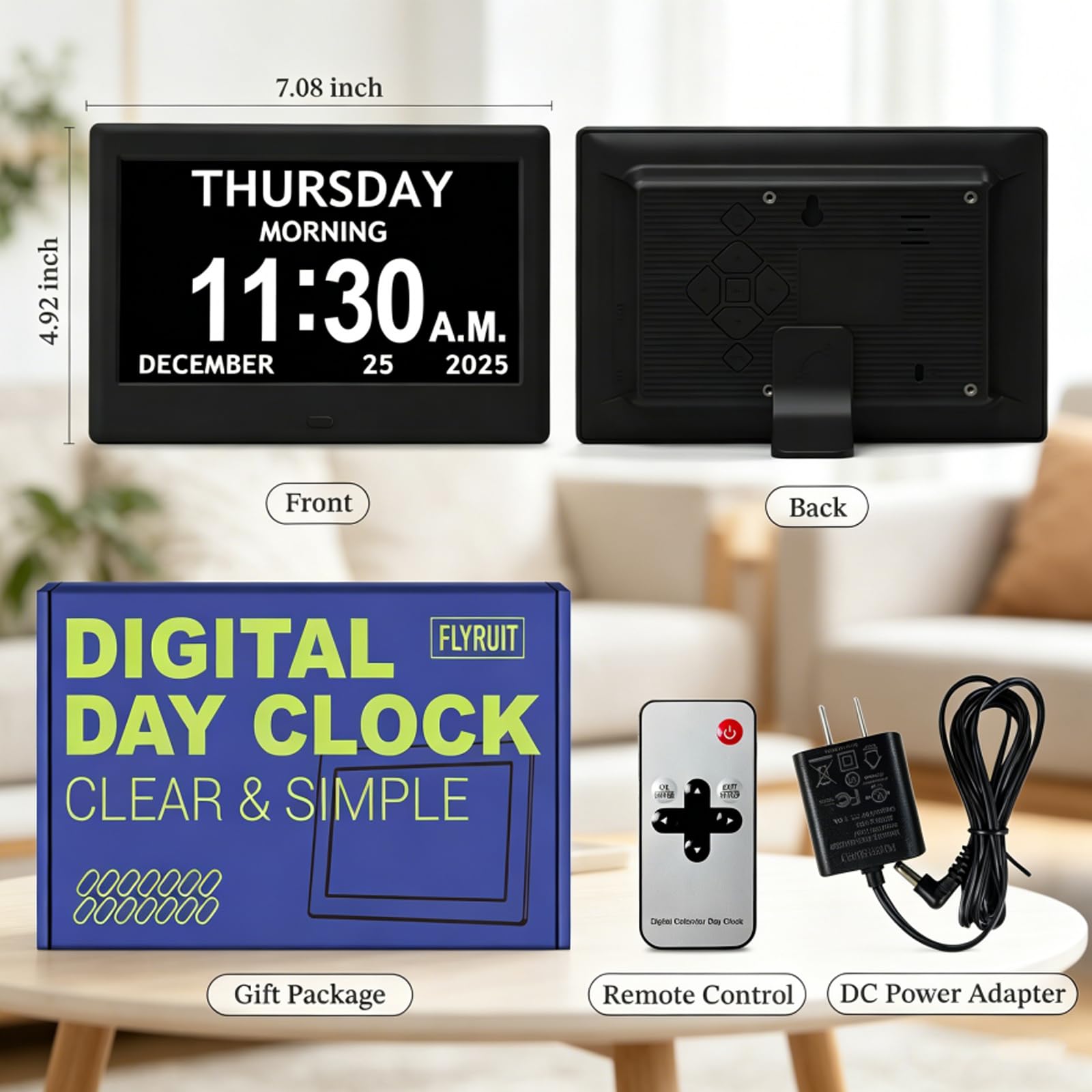 FLYRUIT dementia clock supports DST updates for accurate timekeeping