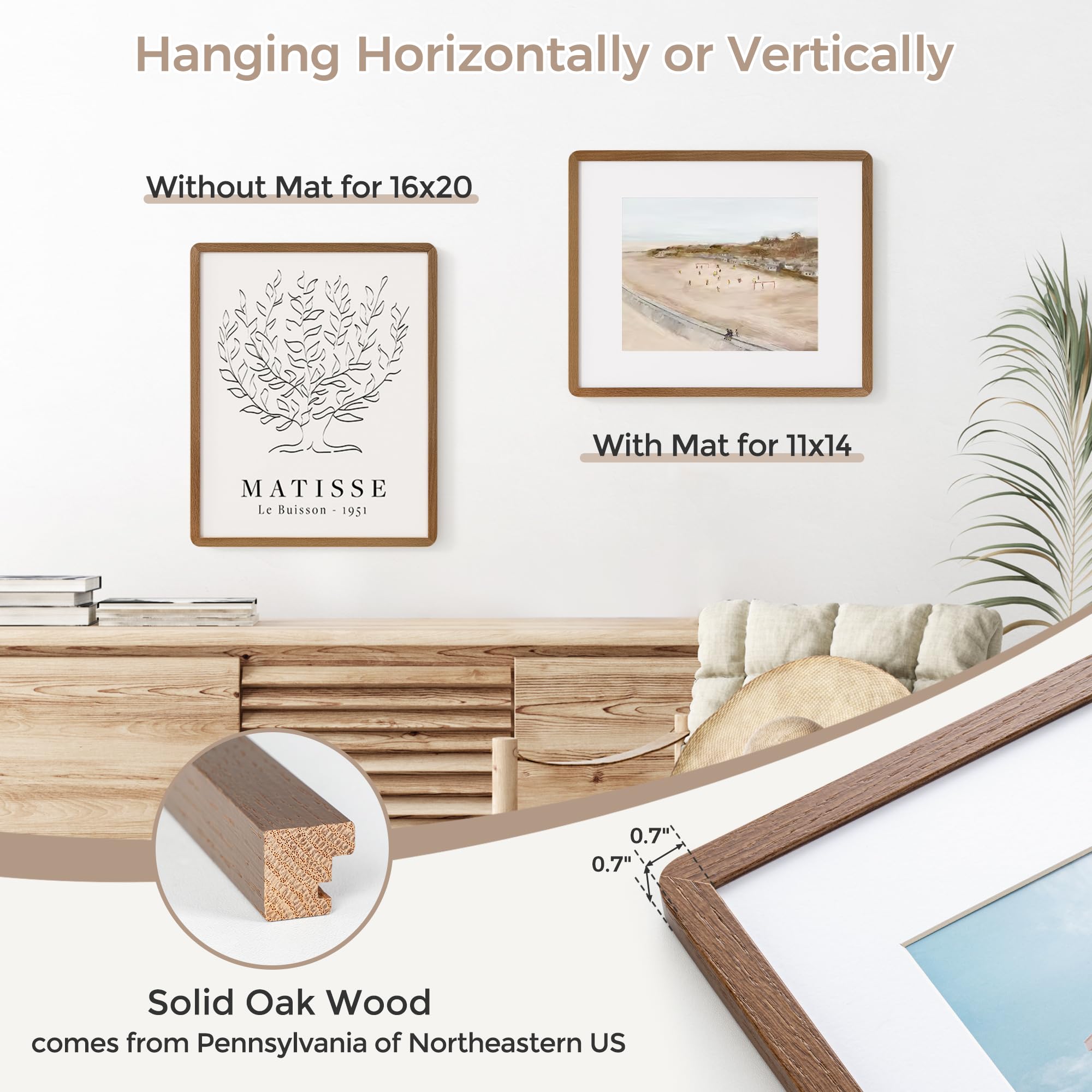 Flyjoe 16x20 frame with walnut finish highlighting warm tones for cozy spaces