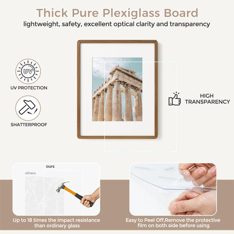 FLYJOE wooden frame supports both wall display and desk placement.